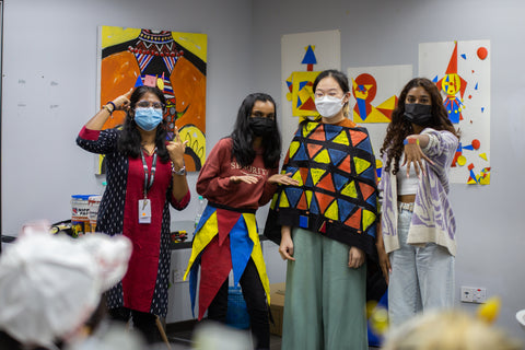 Students sharing their inspirations using geometry